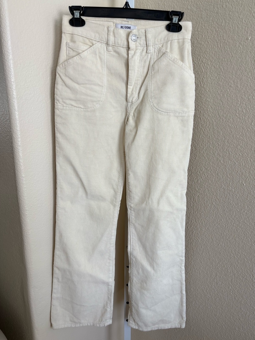 Re/Done Flared Cropped Corduroy Trousers in Ivory - Size 23 - Picture 5 of 7